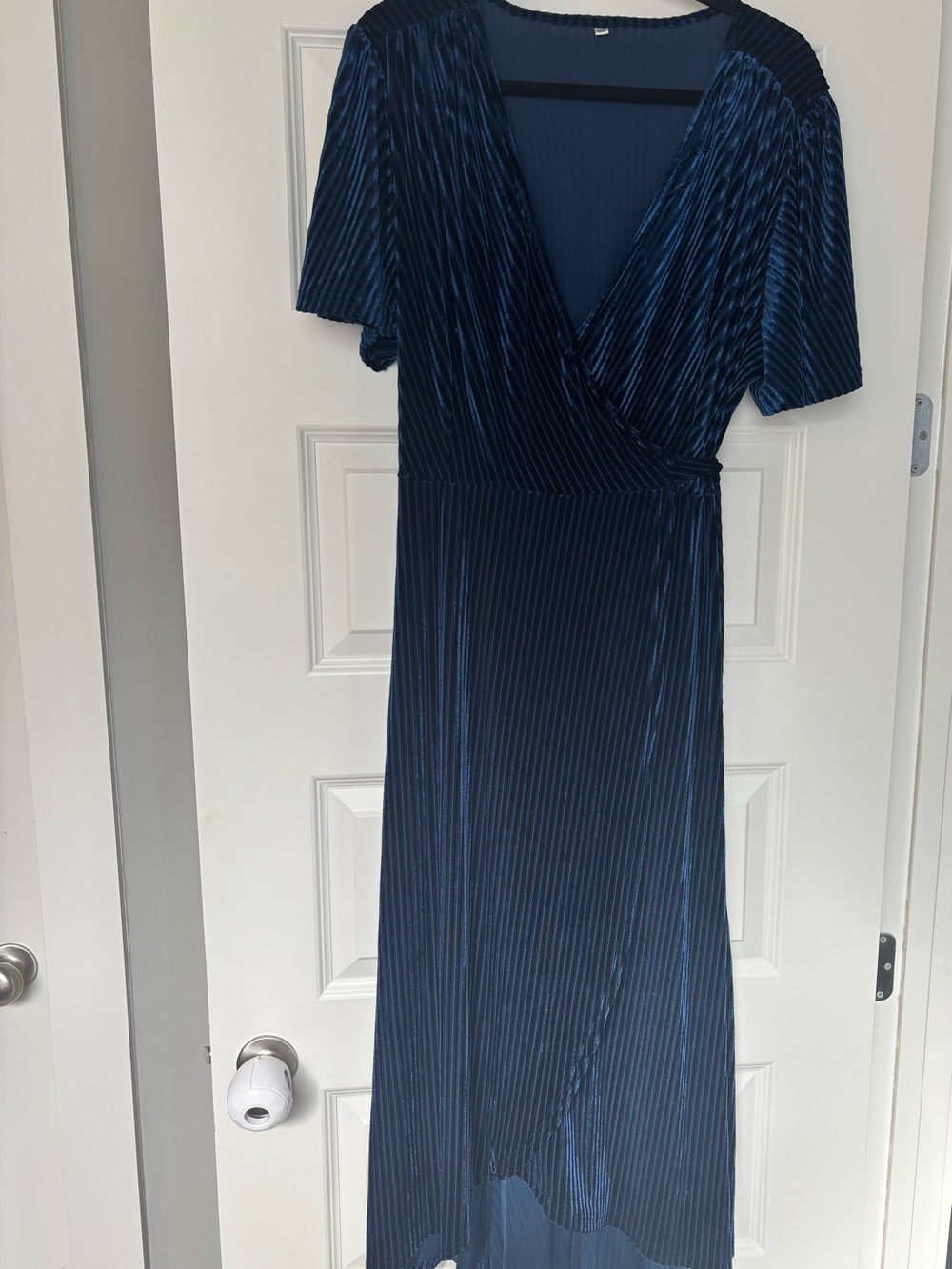 Amazon Women's Navy Blue Pleated Wrap Maxi Dress